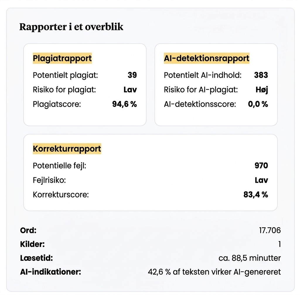 Resultat af dokumentanalysen i Mimir Mentor