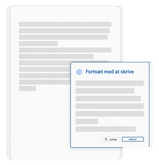 Ai-Skriveassistent Til Akademiske Tekster 11 Illustration af funktionen Skriv videre i Mimir Mentor.