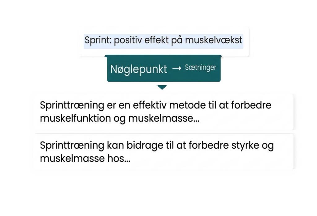 Ai-Skriveassistent Til Akademiske Tekster 13 Illustration: fra en nøglepointe til hele sætninger.
