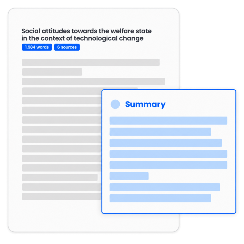 Illustrative Mimir Mentor summary beside an academic draft