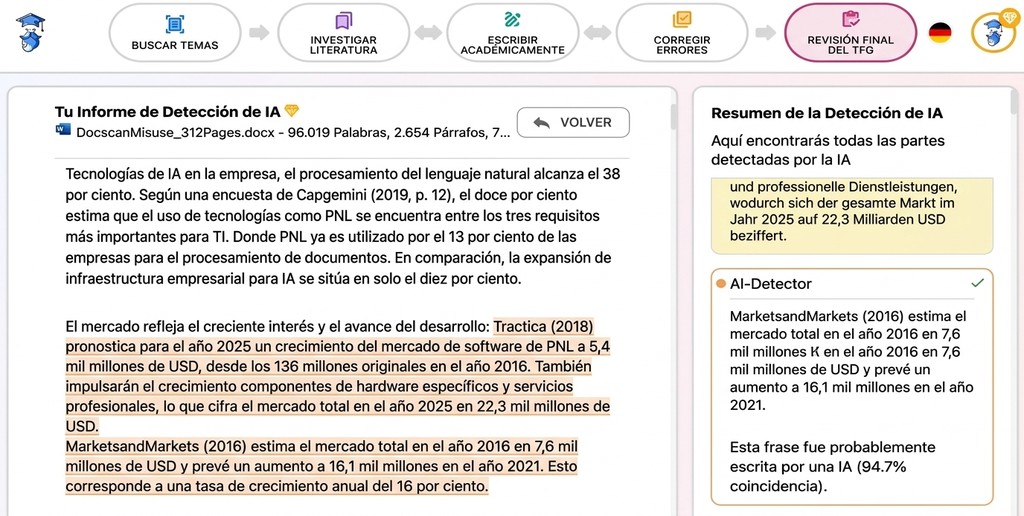 Detección de IA de Mimir Mentor