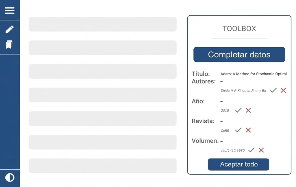 Trabajo Académico Con Ia: Búsqueda, Redacción Y Corrección Con Mimir 5 Completar datos bibliográficos en el gestor de referencias de Mimir Mentor