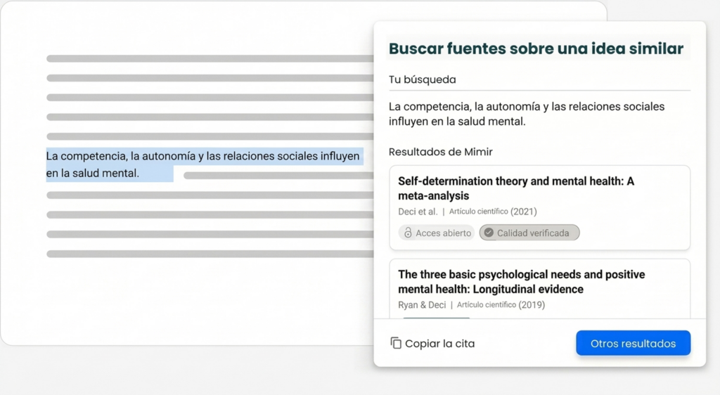 Asistente De Redacción Académica 12 Búsqueda de fuentes sobre una idea similar, con extracto y resultados bibliográficos.
