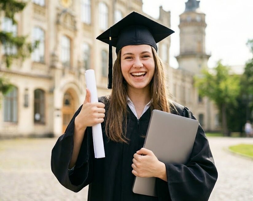 Asistente De Redacción Académica 17 Estudiante universitaria revisando un trabajo académico