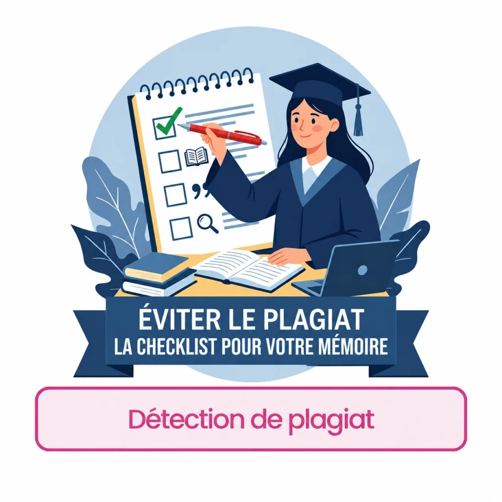 Une étudiante vérifie les citations et les sources de son mémoire à l’aide d’une checklist