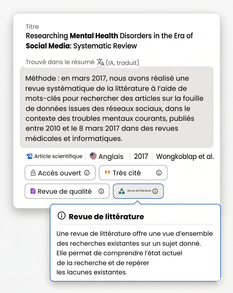 Recherche Bibliographique Avec Ia 11 Détails d’une source avec résumé traduit en français et indications bibliographiques.