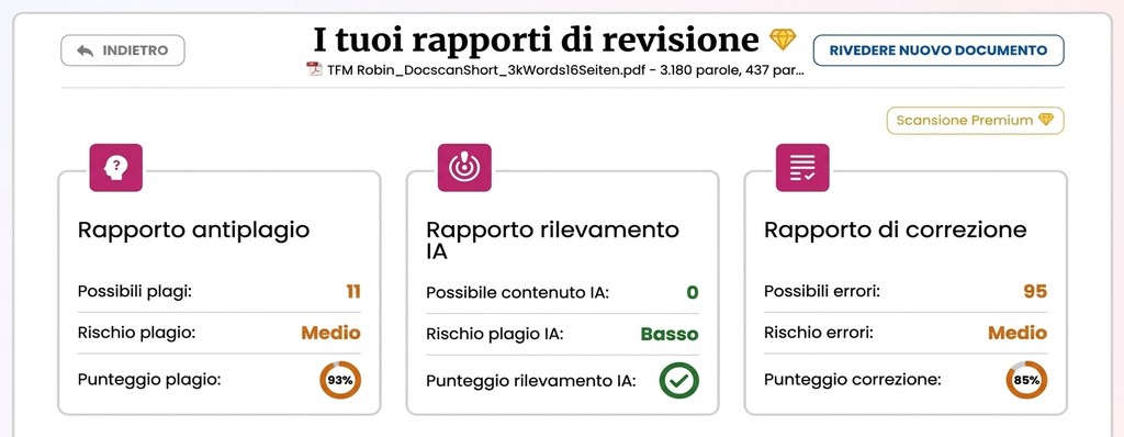 Capire la percentuale di similarità nel report antiplagio