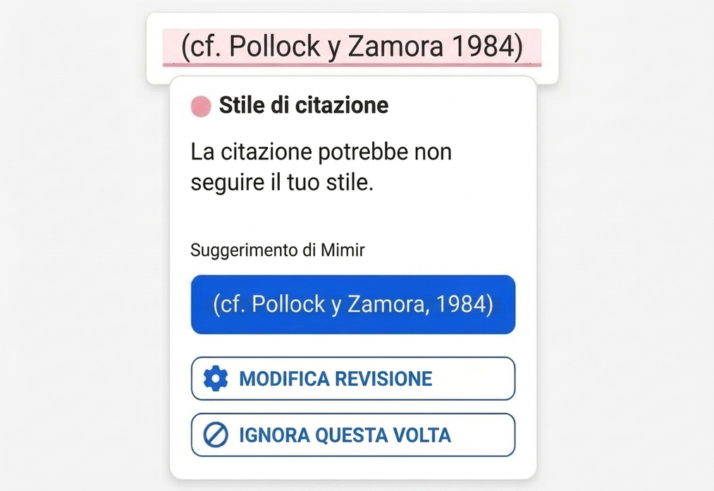 Correttore Grammaticale E Ortografico 11 Suggerimento sullo stile di citazione in Mimir Mentor.