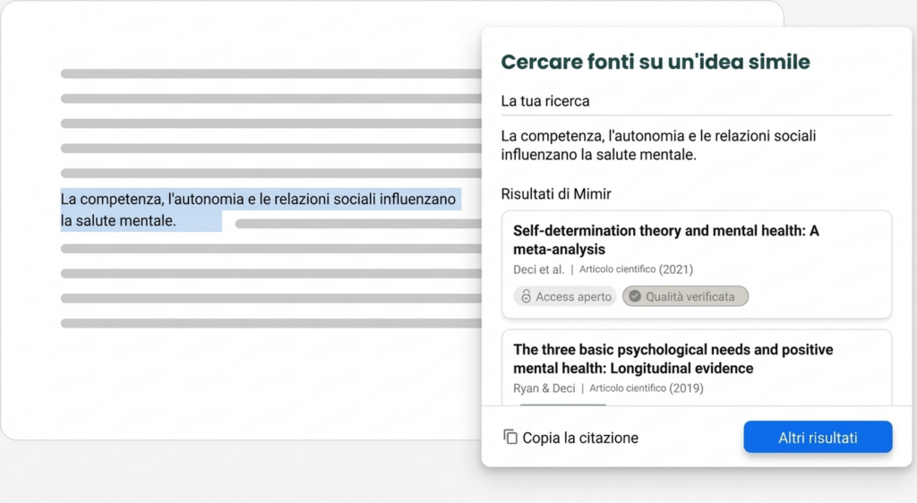 Ricerca di fonti su un'idea simile, con estratto e risultati bibliografici.