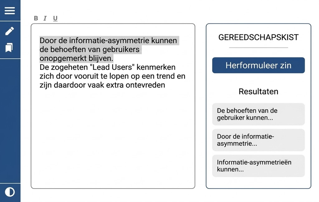 Zinnen herschrijven in de Mimir-editor