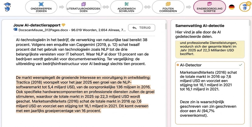 AI-detectie van Mimir Mentor