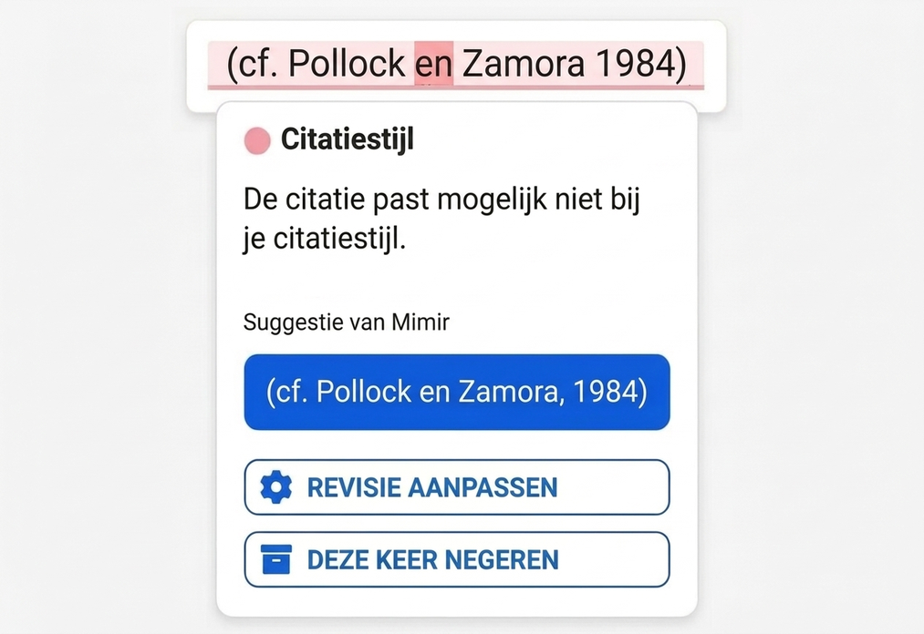 Suggestie voor de citeerstijl in Mimir Mentor.