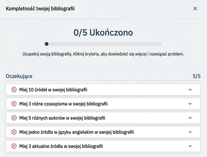 Lista kontrolna kompletności literatury w Mimir Mentor