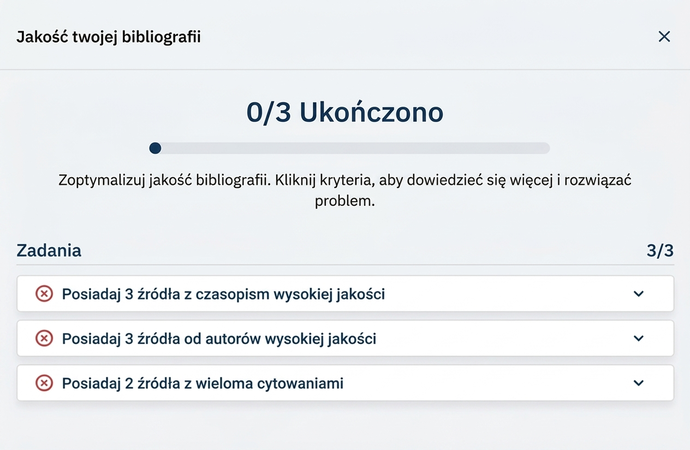 Lista kontrolna jakości literatury w Mimir Mentor