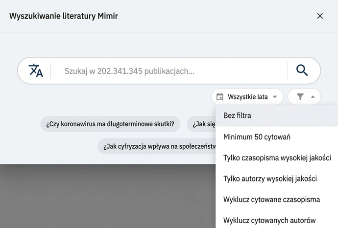 Wyszukiwanie literatury w Mimir Mentor