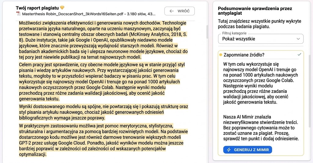 Mimir Mentor za pomocą AI oznacza też twierdzenia bez przypisów i proponuje pasujące źródła
