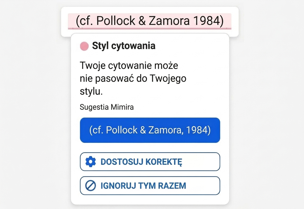 Sprawdzanie Pisowni I Gramatyki 11 Sugestia dotycząca stylu cytowania w Mimir Mentor.
