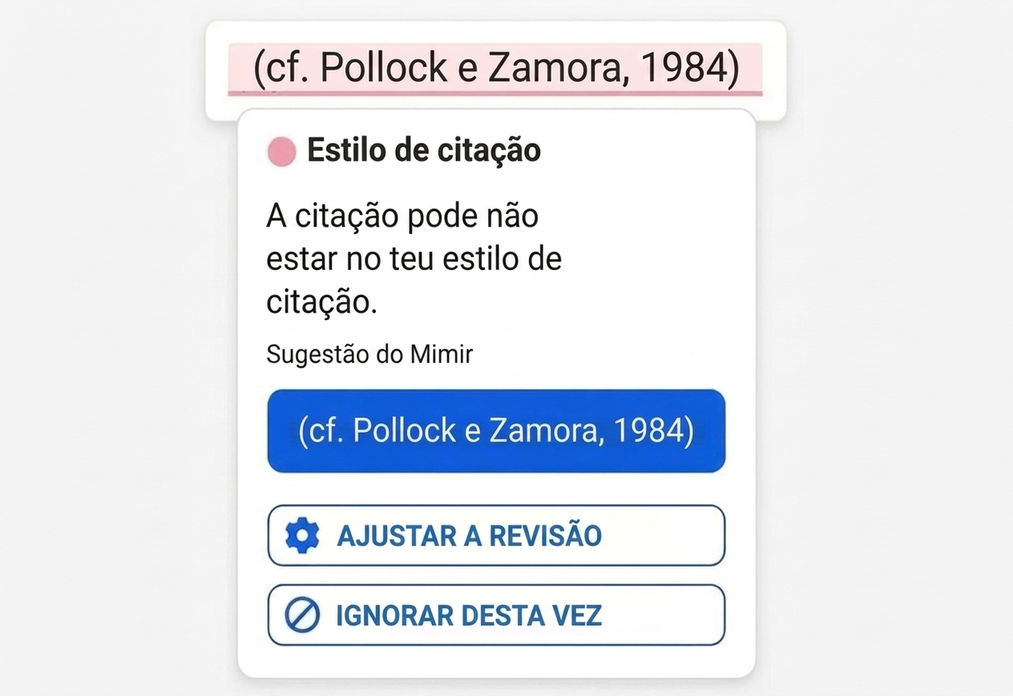 Sugestão de estilo de citação no Mimir Mentor.