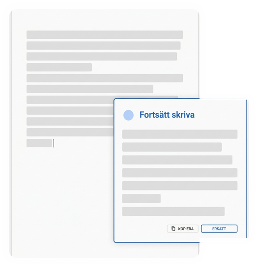 Ai-Skrivhjälp För Akademiska Texter 11 Illustration av funktionen Fortsätt skriva i Mimir Mentor.