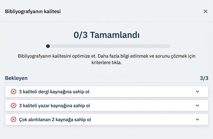Mimir Mentor literatür kontrol listesi: kalite