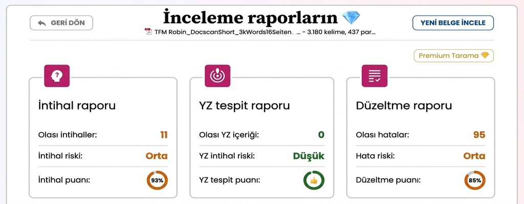 İntihal raporunda benzerlik oranını anlamak